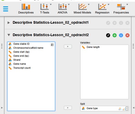 Multiple descriptive analysis tabs in JASP