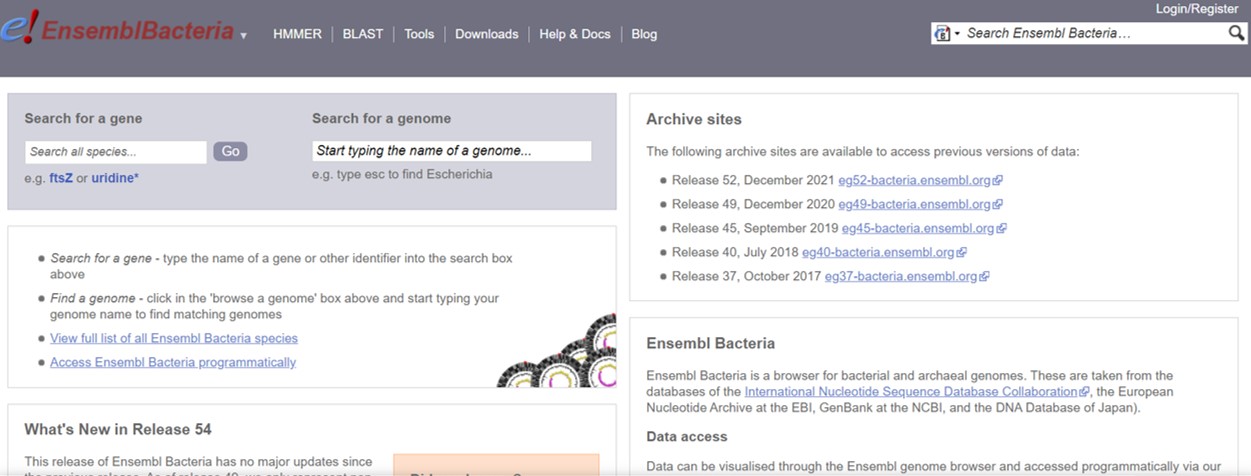 Bacterial ensembl database