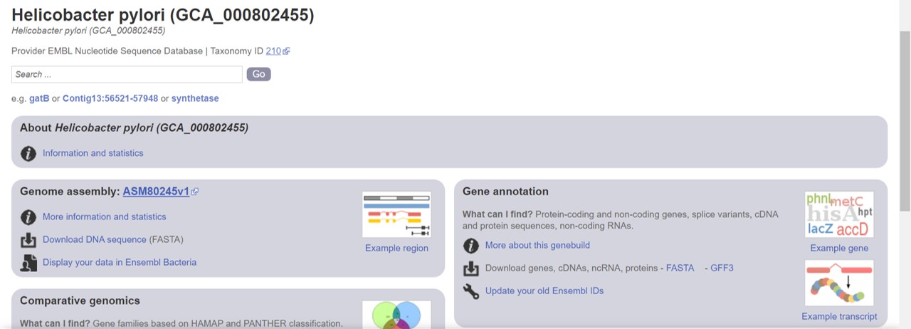 Bacterial ensembl genome summary