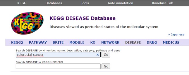 KEGG disease search window