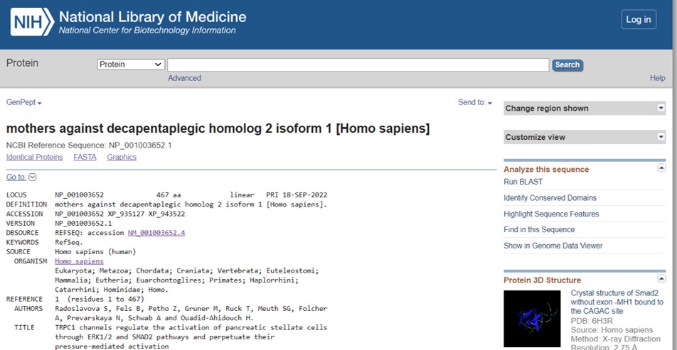 NCBI protein database