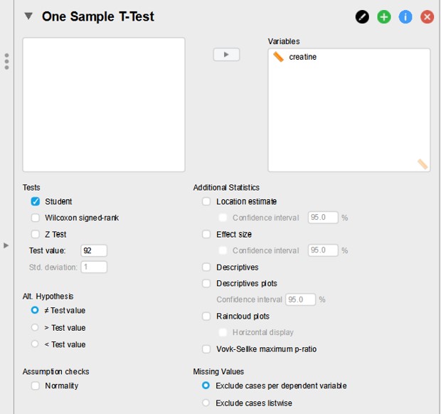 JASP: One sample T-test