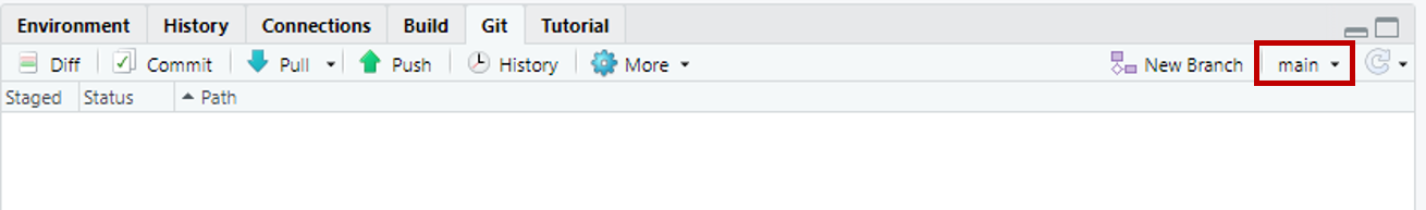 The main branch in RStudio.