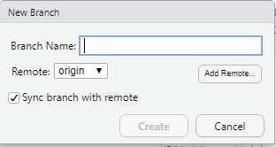 Branch menu in RStudio.